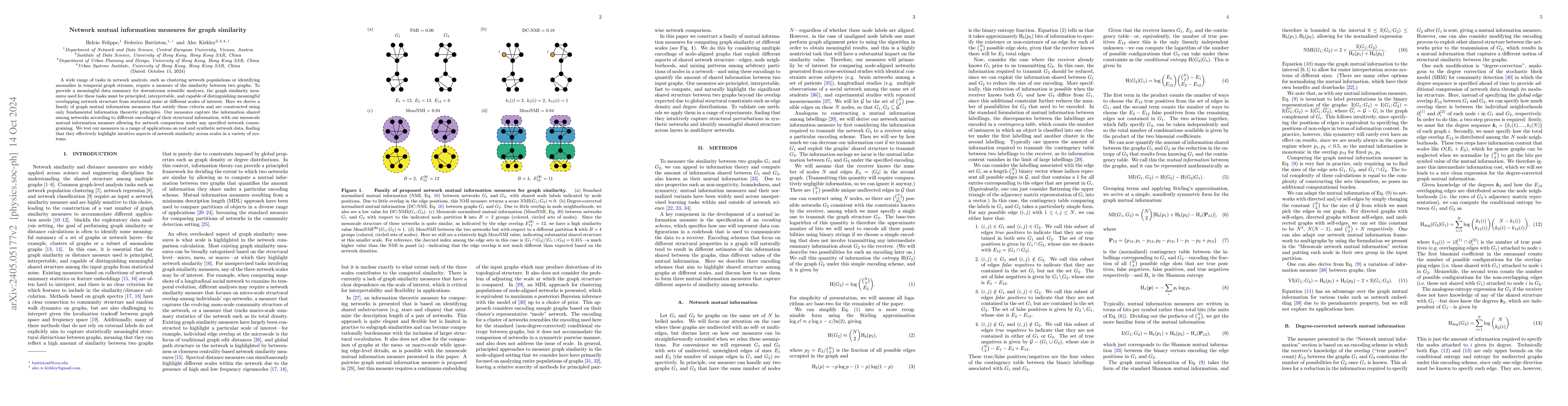 Thumbnail for Network mutual information measures for graph similarity