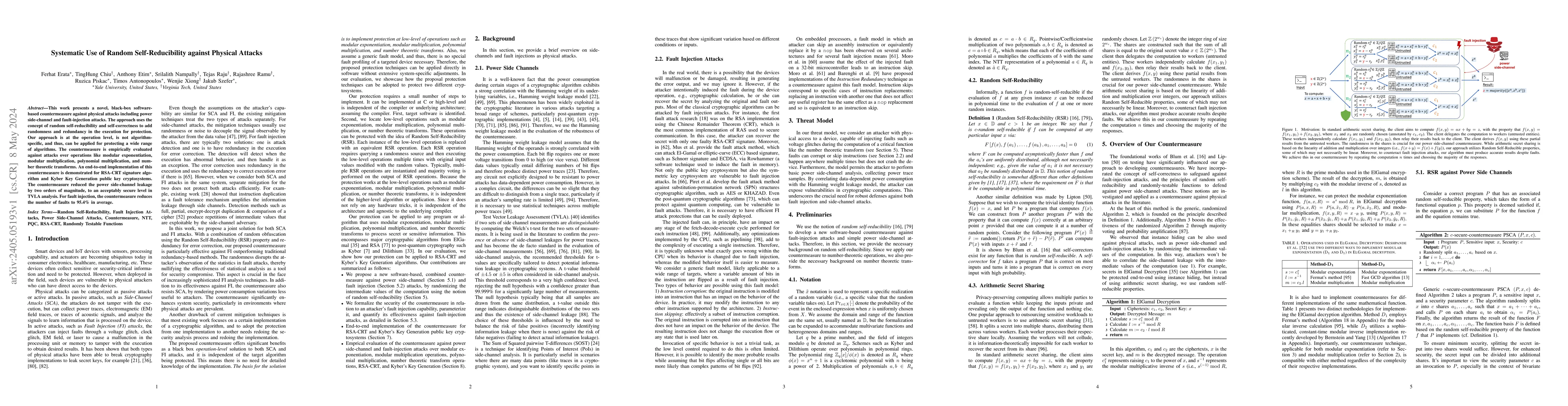 Thumbnail for Systematic Use of Random Self-Reducibility against Physical Attacks