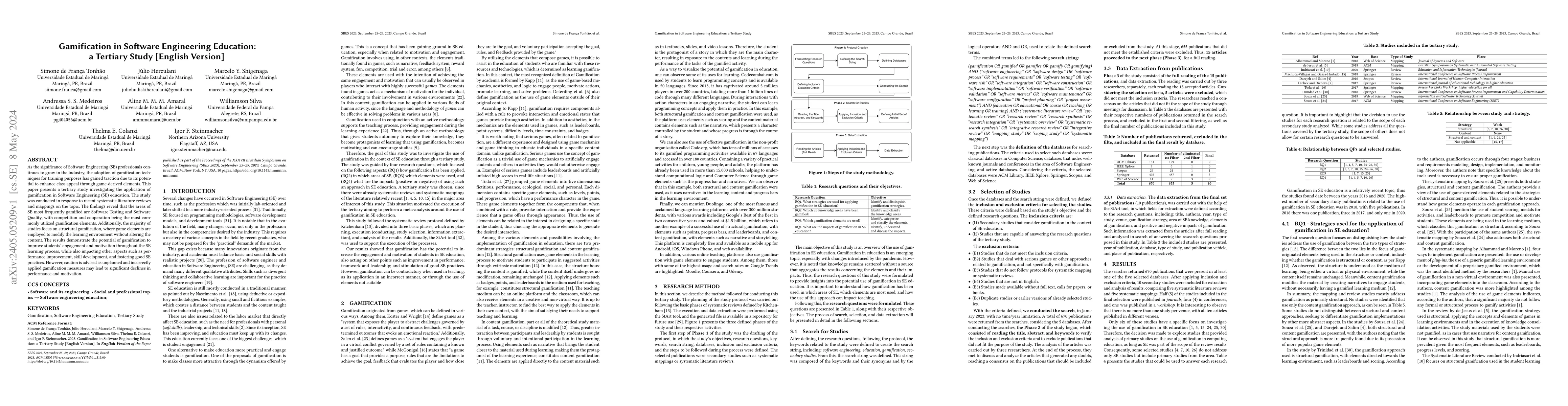 Thumbnail for Gamification in Software Engineering Education: a Tertiary Study