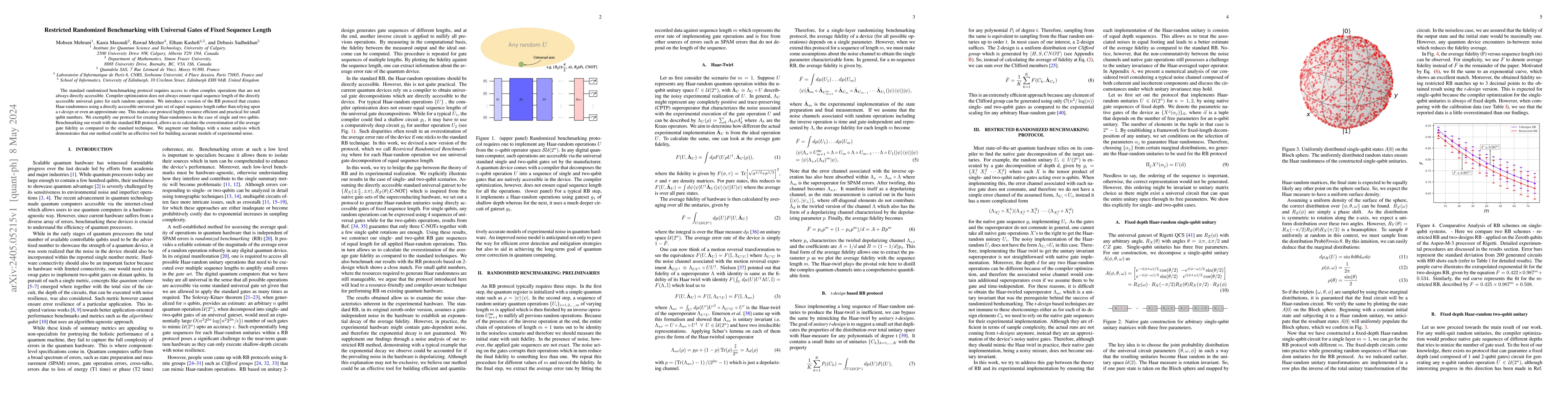 Thumbnail for Restricted Randomized Benchmarking with Universal Gates of Fixed
  Sequence Length