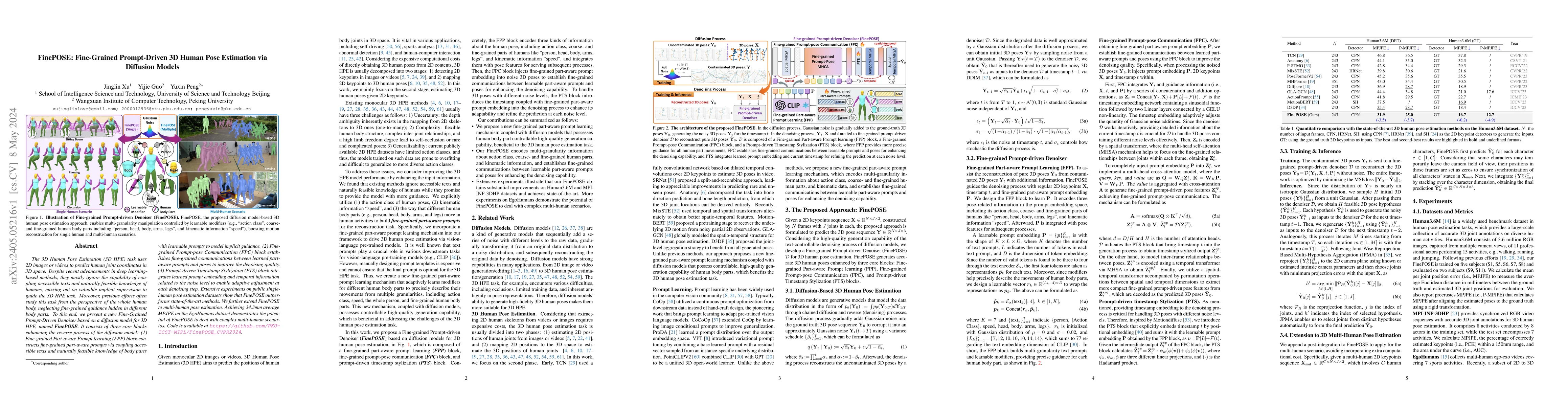 Thumbnail for FinePOSE: Fine-Grained Prompt-Driven 3D Human Pose Estimation via
  Diffusion Models