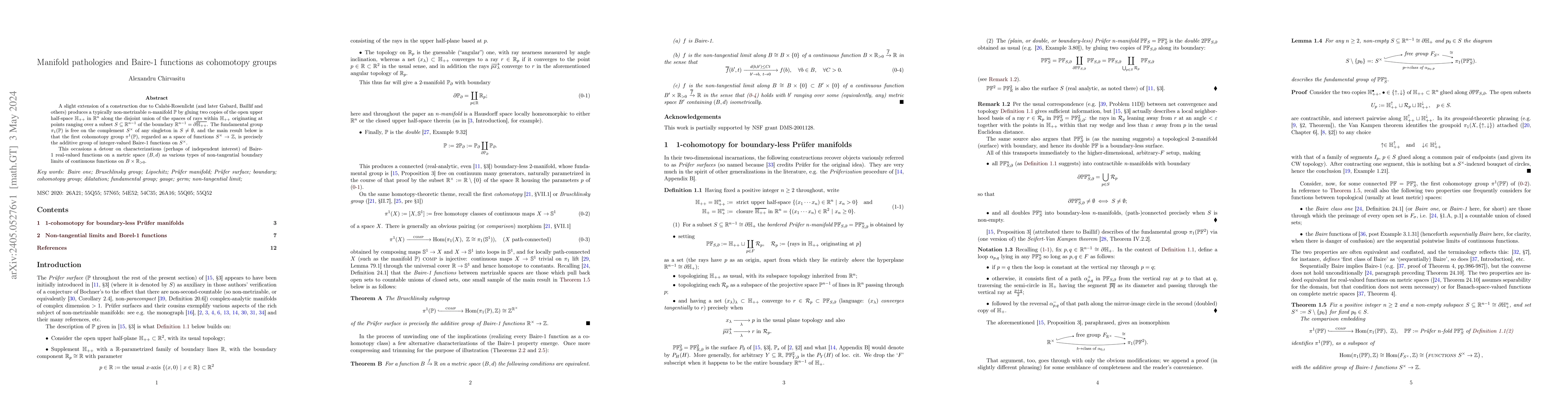 Thumbnail for Manifold pathologies and Baire-1 functions as cohomotopy groups