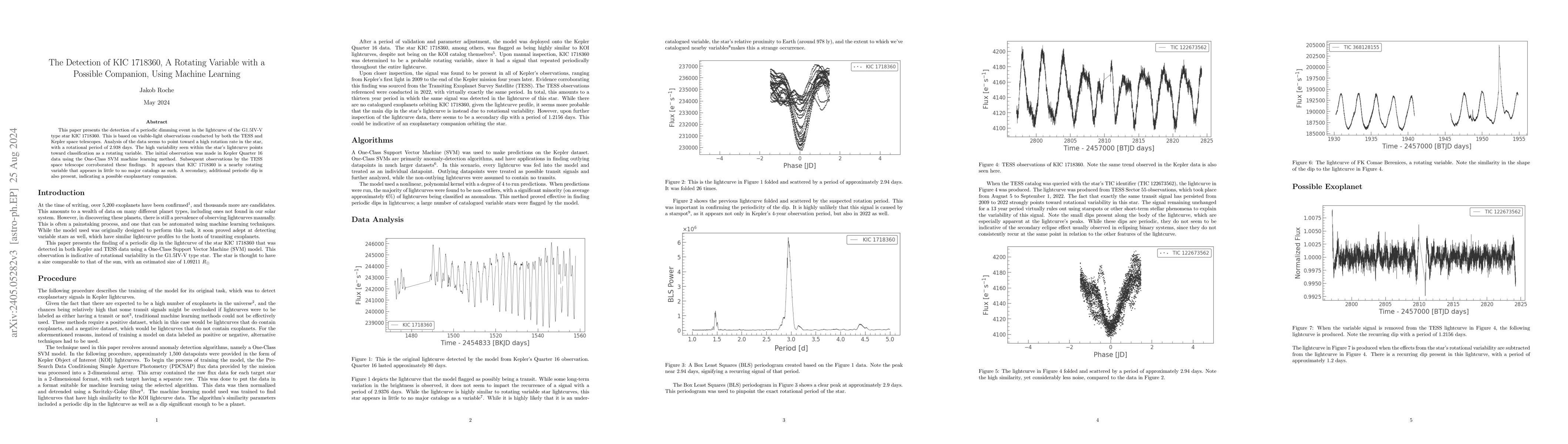 Thumbnail for The Detection of KIC 1718360, A Rotating Variable with a Possible
  Companion, Using Machine Learning