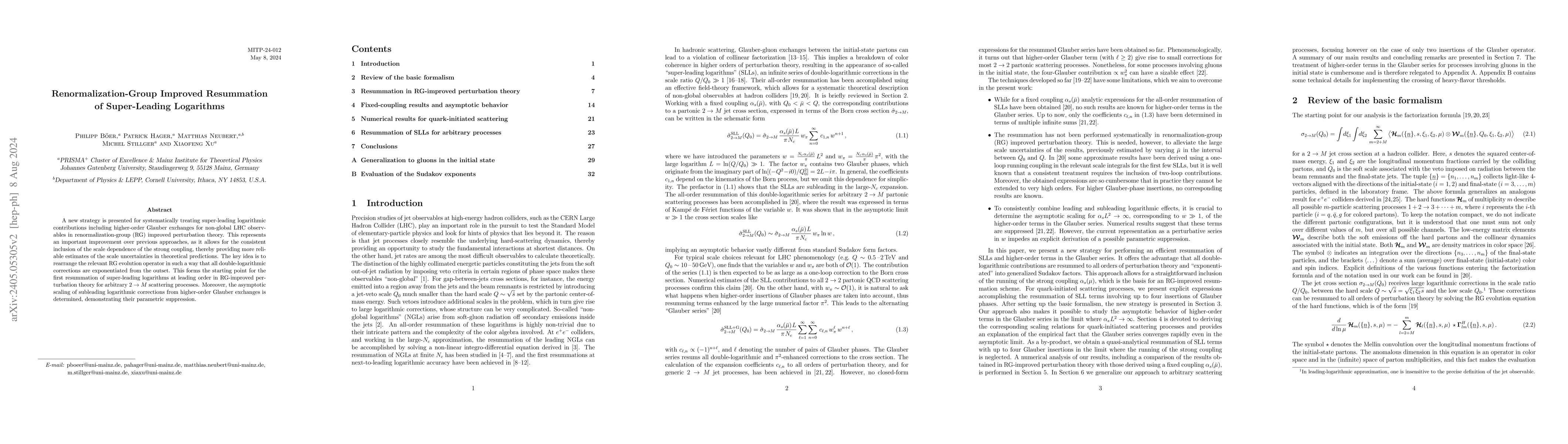 Thumbnail for Renormalization-Group Improved Resummation of Super-Leading Logarithms