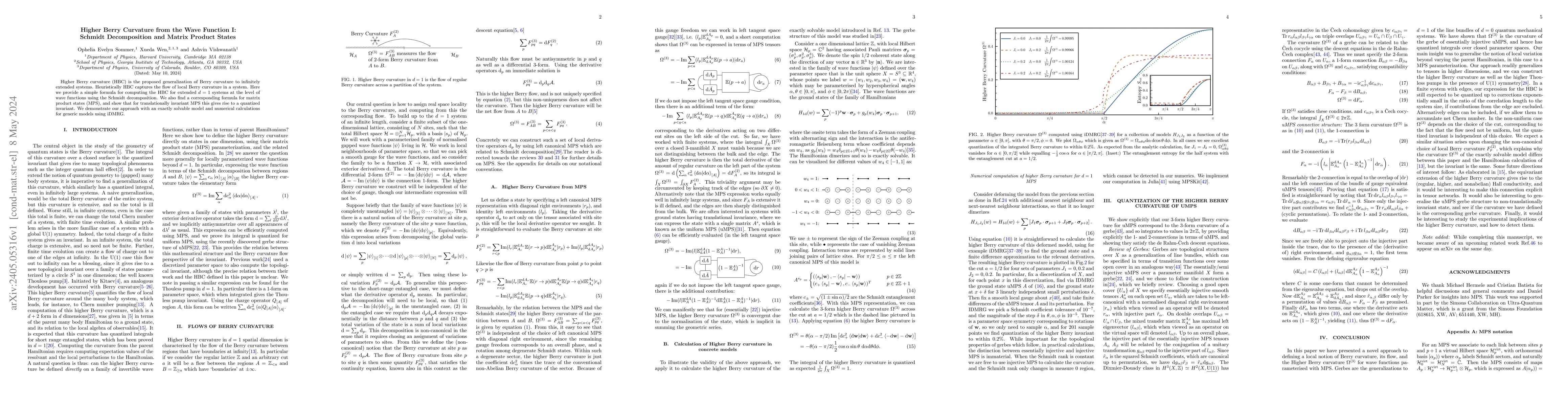 Thumbnail for Higher Berry Curvature from the Wave Function I: Schmidt Decomposition
  and Matrix Product States