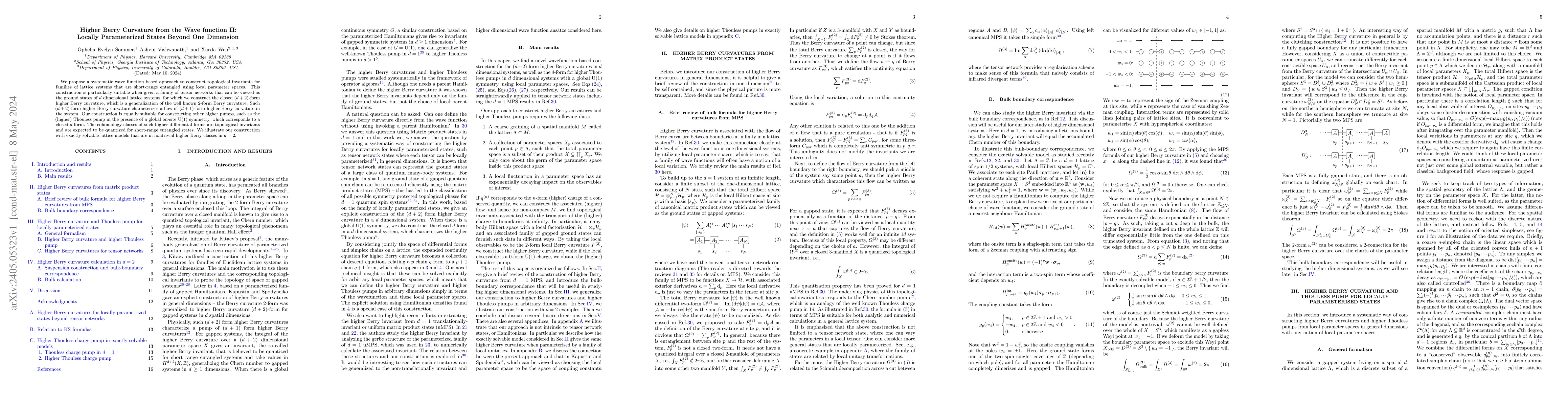 Thumbnail for Higher Berry Curvature from the Wave function II: Locally Parameterized
  States Beyond One Dimension