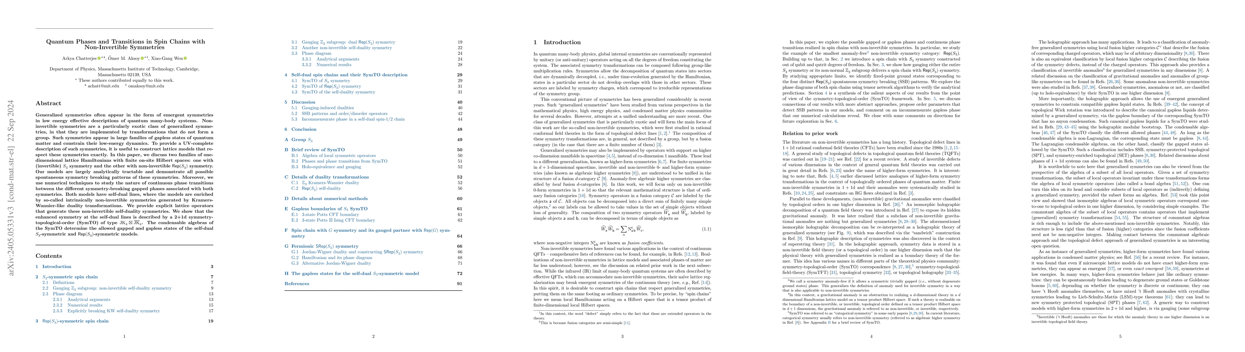 Thumbnail for Quantum Phases and Transitions in Spin Chains with Non-Invertible
  Symmetries