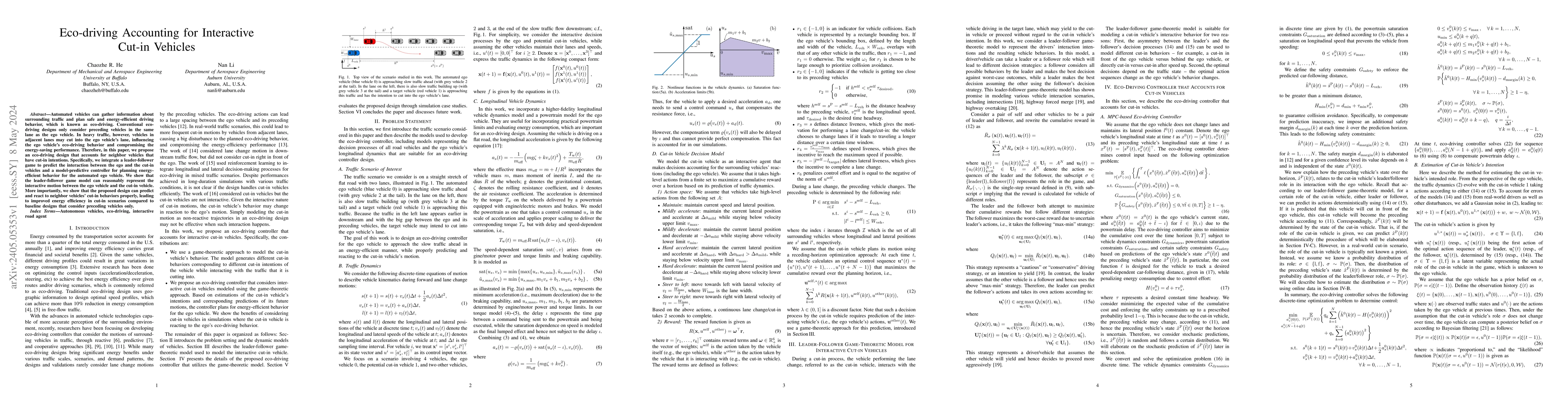 Thumbnail for Eco-driving Accounting for Interactive Cut-in Vehicles