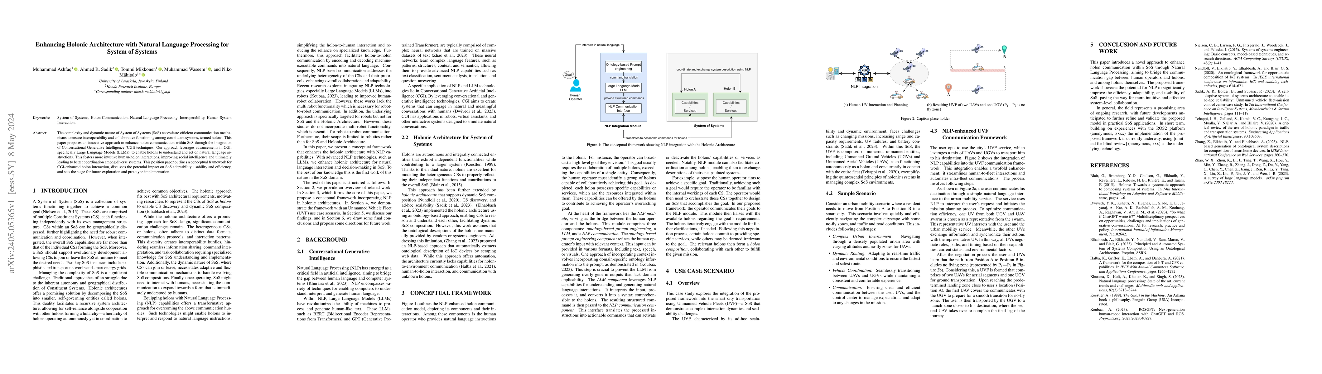Thumbnail for Enhancing Holonic Architecture with Natural Language Processing for
  System of Systems