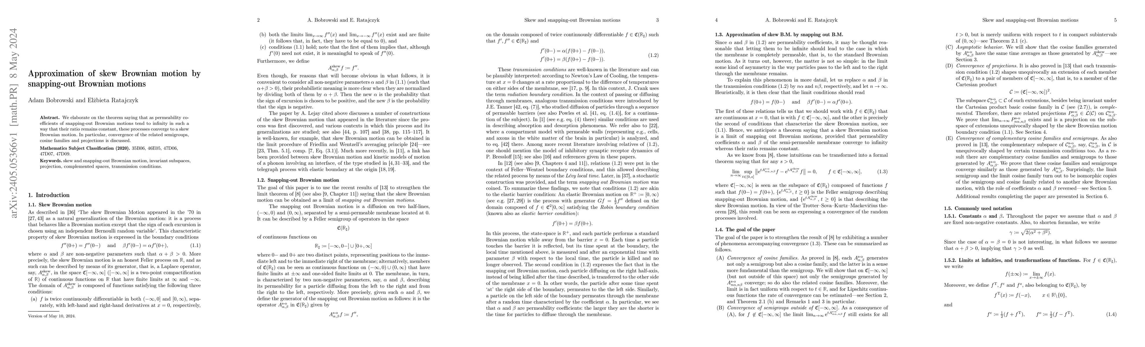 Thumbnail for Approximation of skew Brownian motion by snapping-out Brownian motions