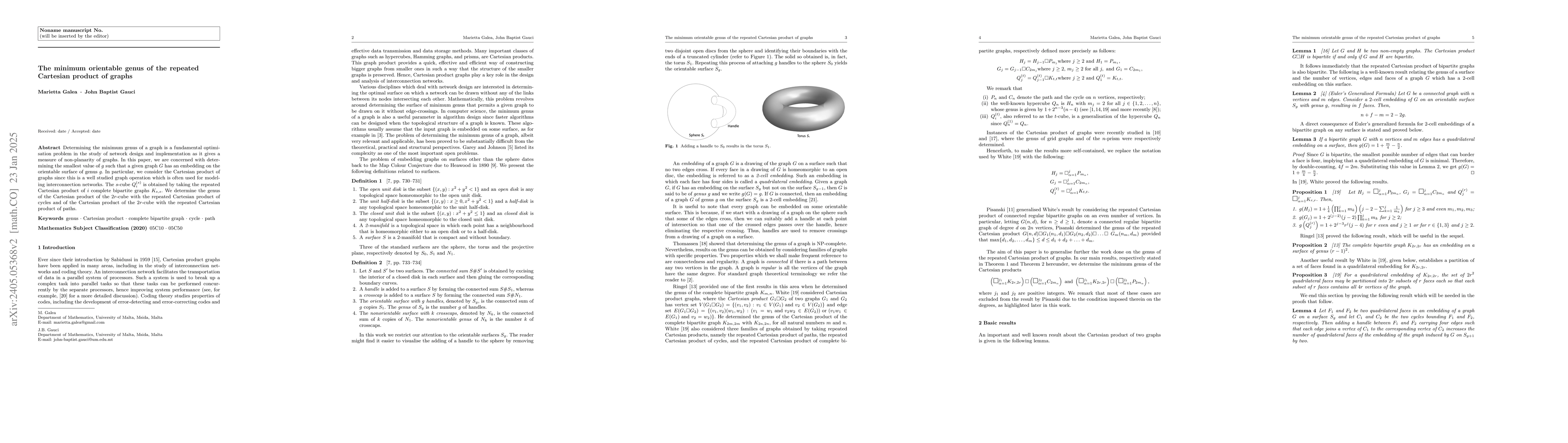 Thumbnail for The minimum orientable genus of the repeated Cartesian product of
  families of graphs