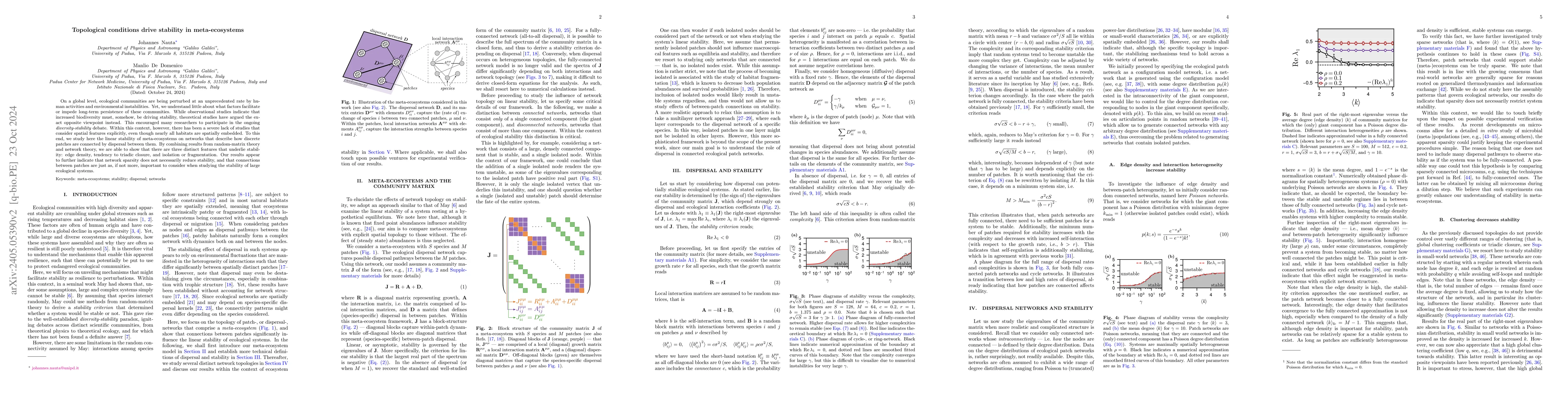 Thumbnail for Topological conditions drive stability in meta-ecosystems