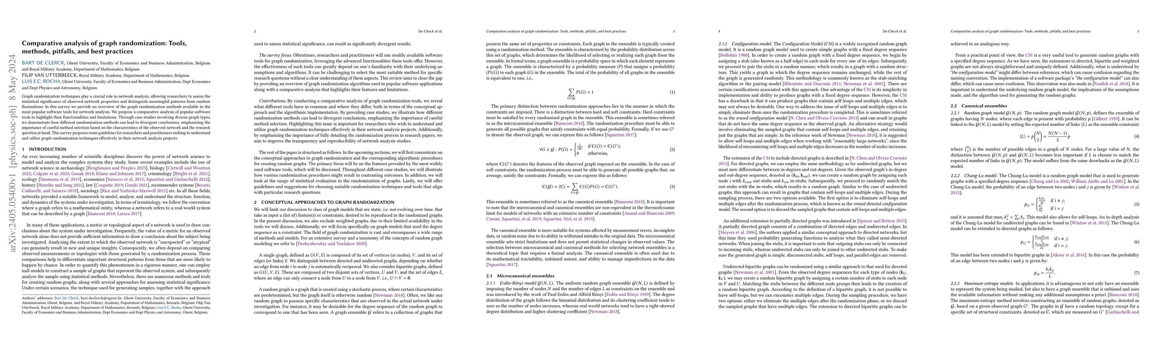 Thumbnail for Comparative analysis of graph randomization: Tools,methods, pitfalls,
  and best practices