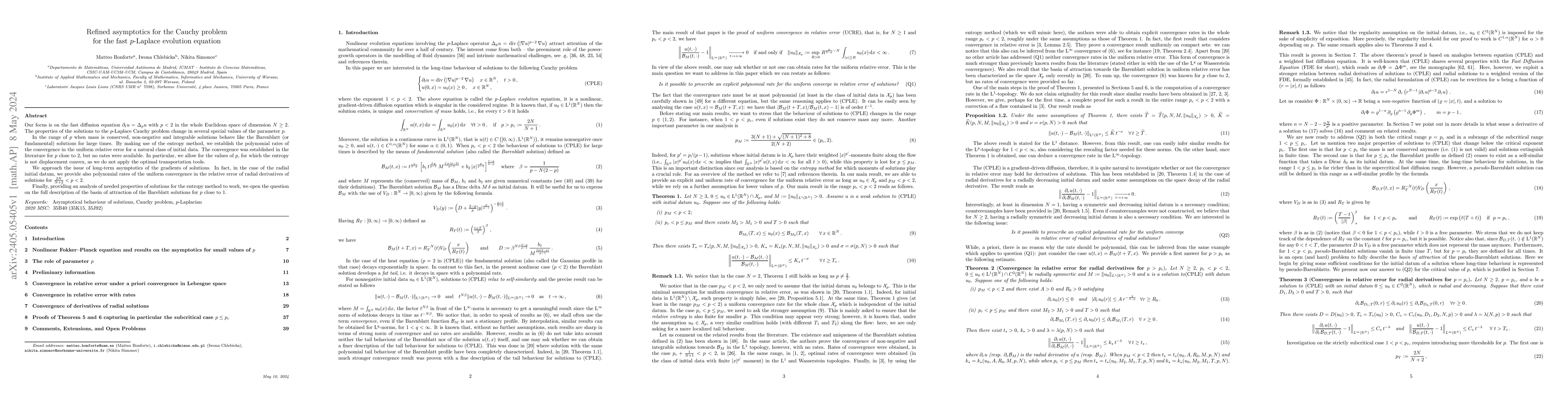 Thumbnail for Refined asymptotics for the Cauchy problem for the fast $p$-Laplace
  evolution equation
