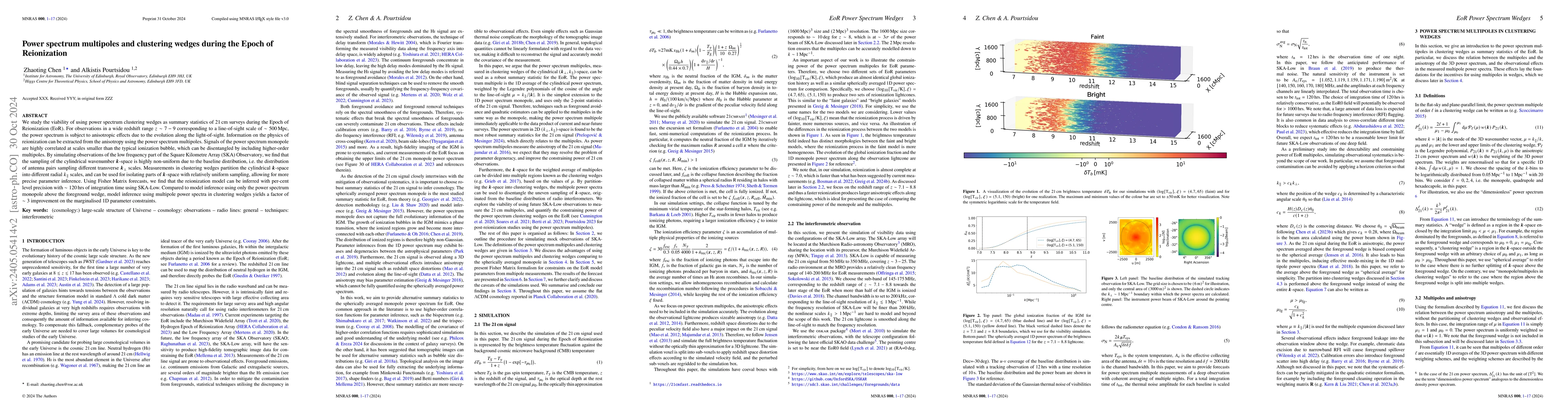 Thumbnail for Power spectrum multipoles and clustering wedges during the Epoch of
  Reionization