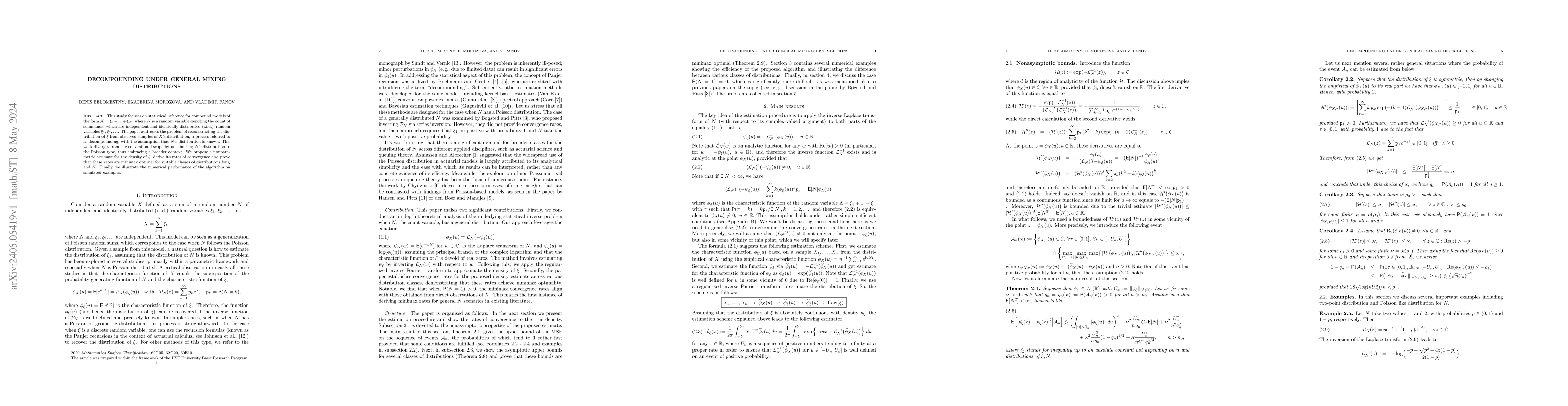 Thumbnail for Decompounding Under General Mixing Distributions