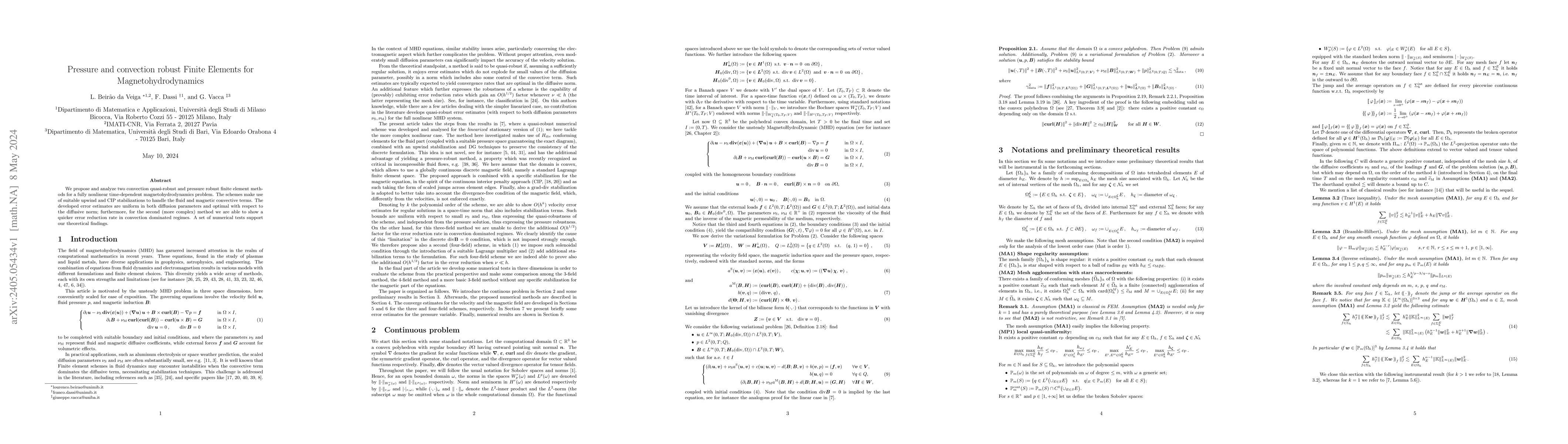 Thumbnail for Pressure and convection robust Finite Elements for Magnetohydrodynamics