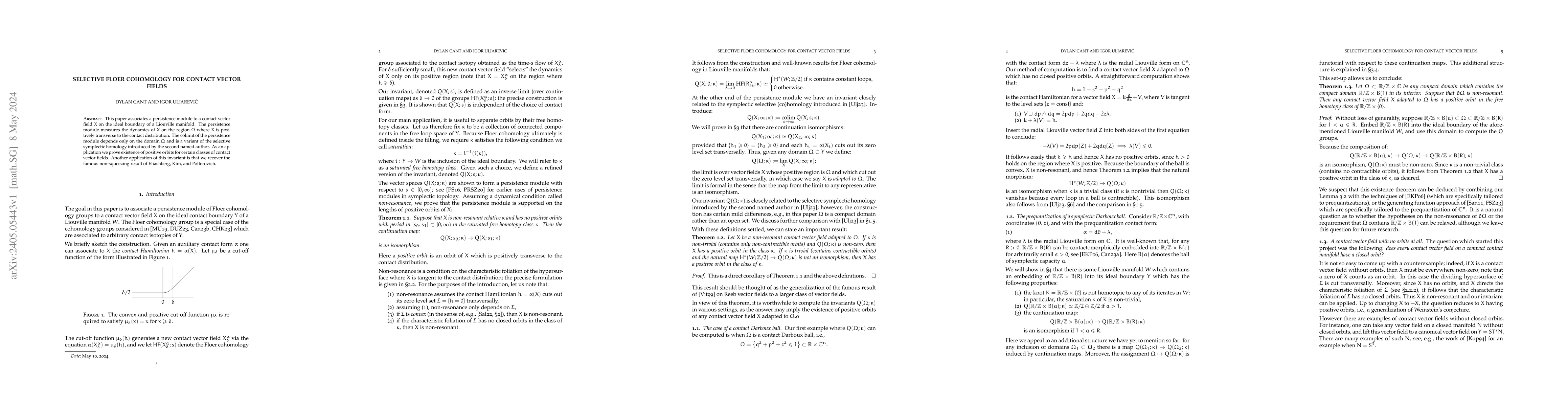 Thumbnail for Selective Floer cohomology for contact vector fields