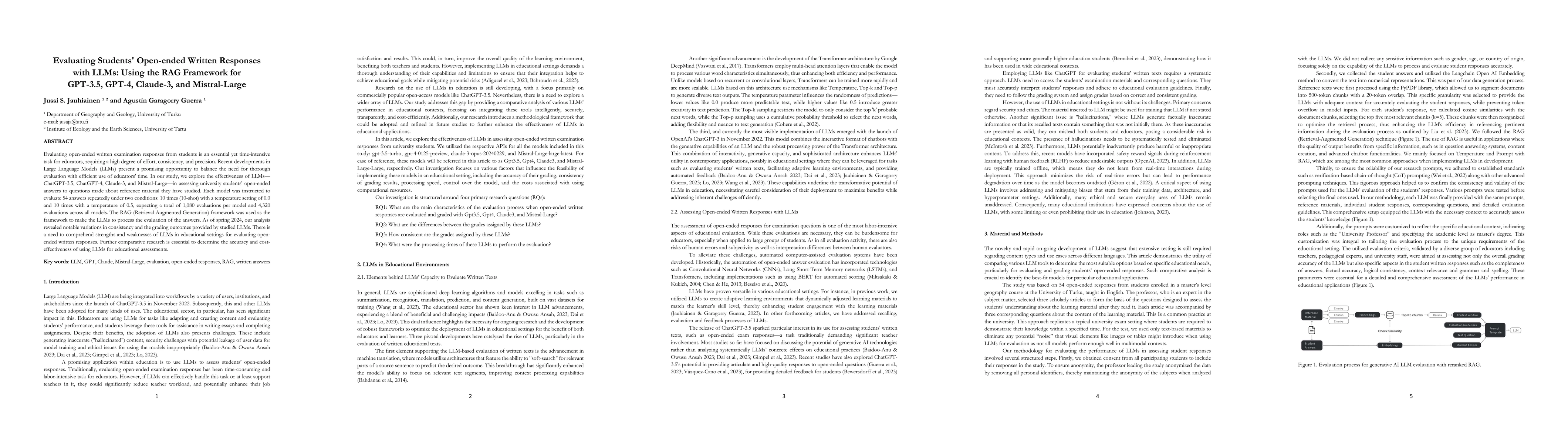 Thumbnail for Evaluating Students' Open-ended Written Responses with LLMs: Using the
  RAG Framework for GPT-3.5, GPT-4, Claude-3, and Mistral-Large