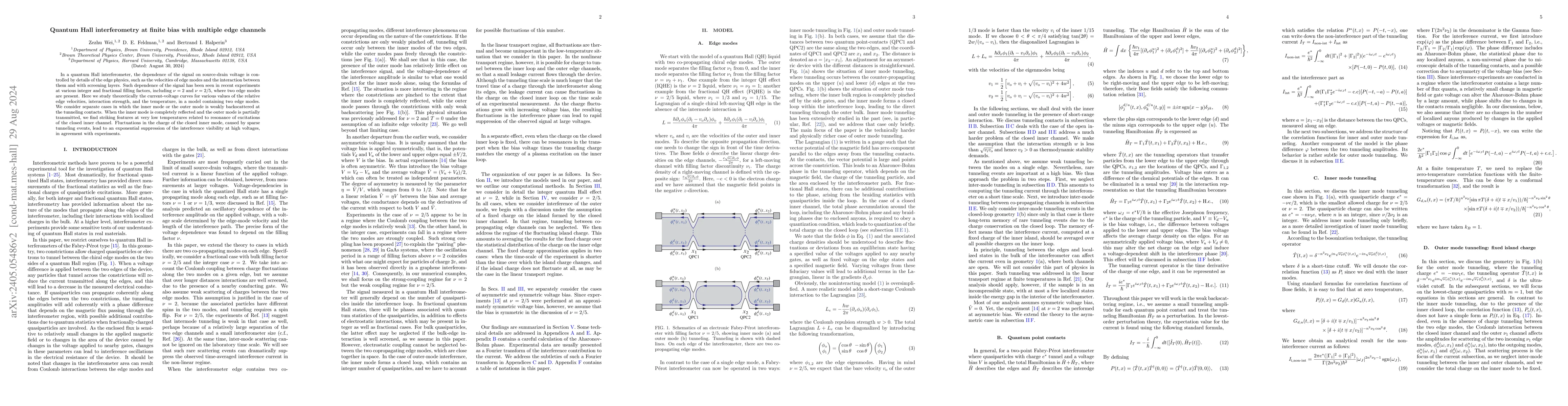 Thumbnail for Quantum Hall interferometry at finite bias with multiple edge channels