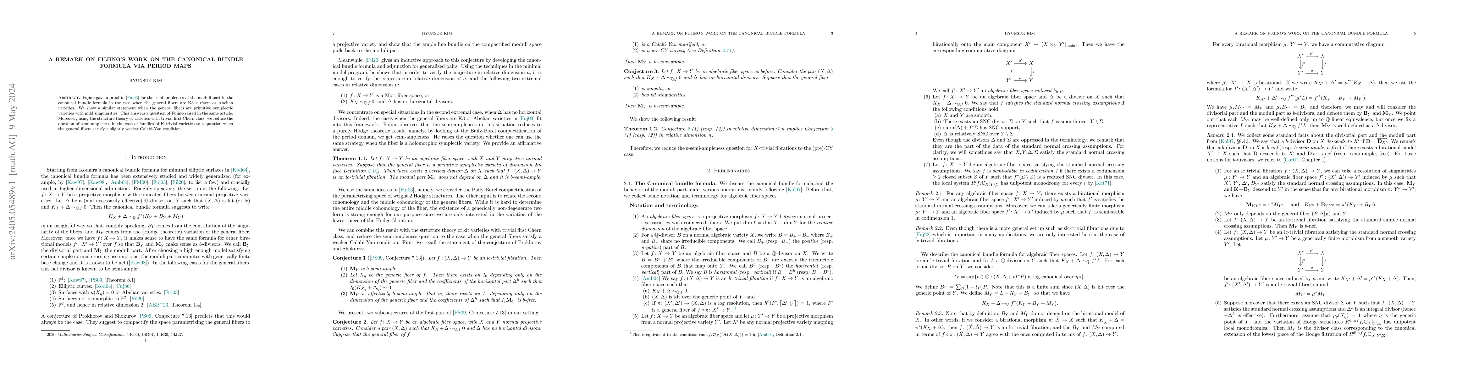 Thumbnail for A Remark on Fujino's work on the canonical bundle formula via period
  maps
