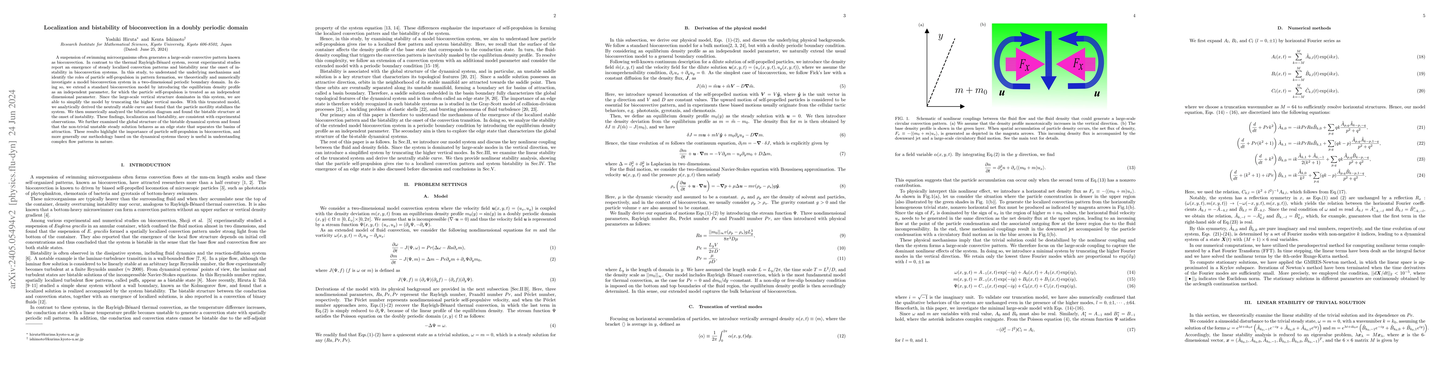 Thumbnail for Localization and bistability of bioconvection in a doubly periodic
  domain