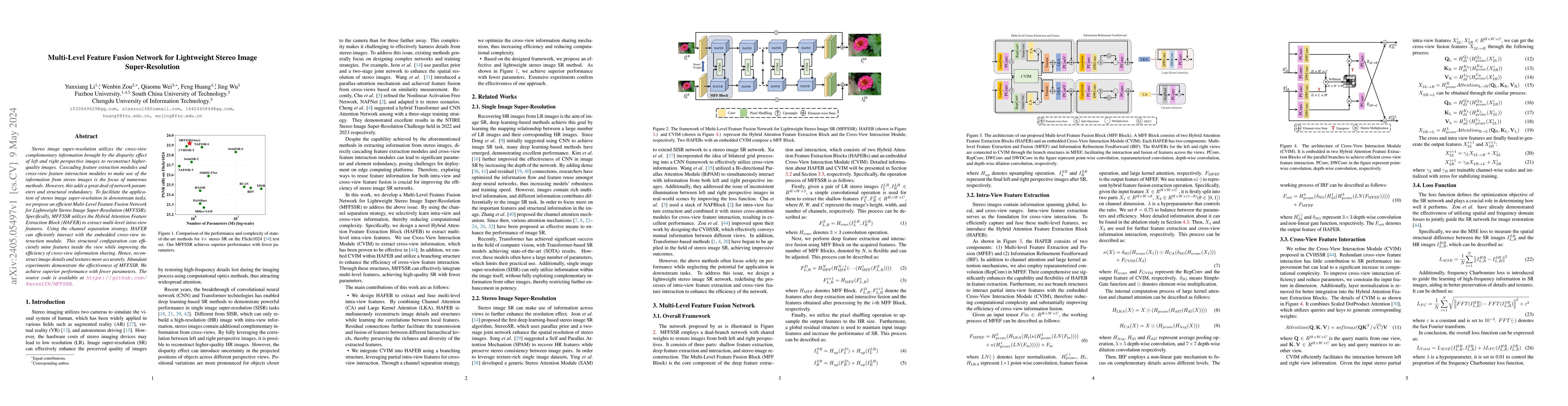 Thumbnail for Multi-Level Feature Fusion Network for Lightweight Stereo Image
  Super-Resolution
