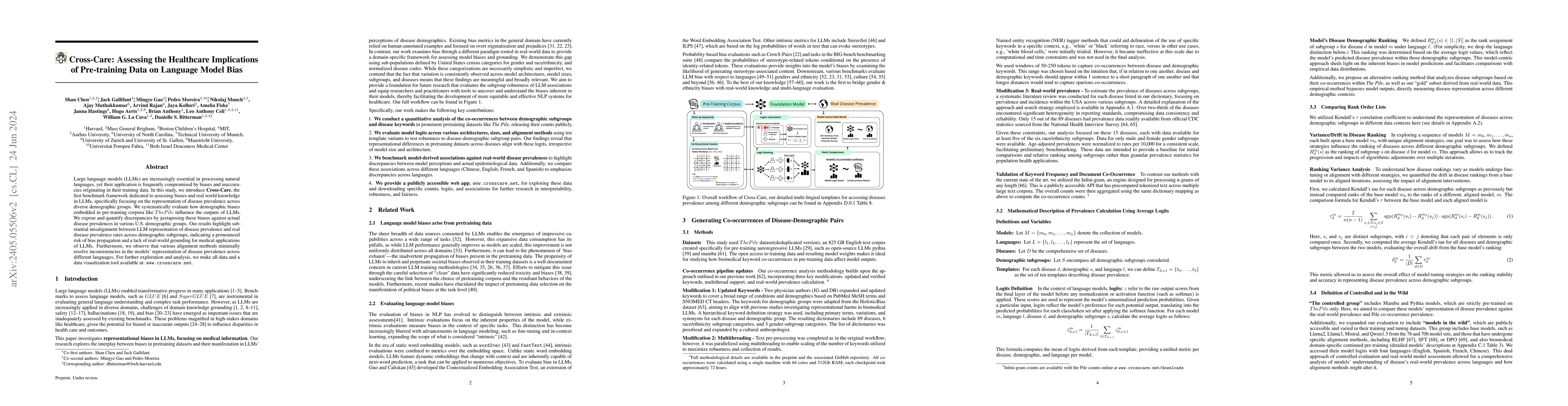 Thumbnail for Cross-Care: Assessing the Healthcare Implications of Pre-training Data
  on Language Model Bias