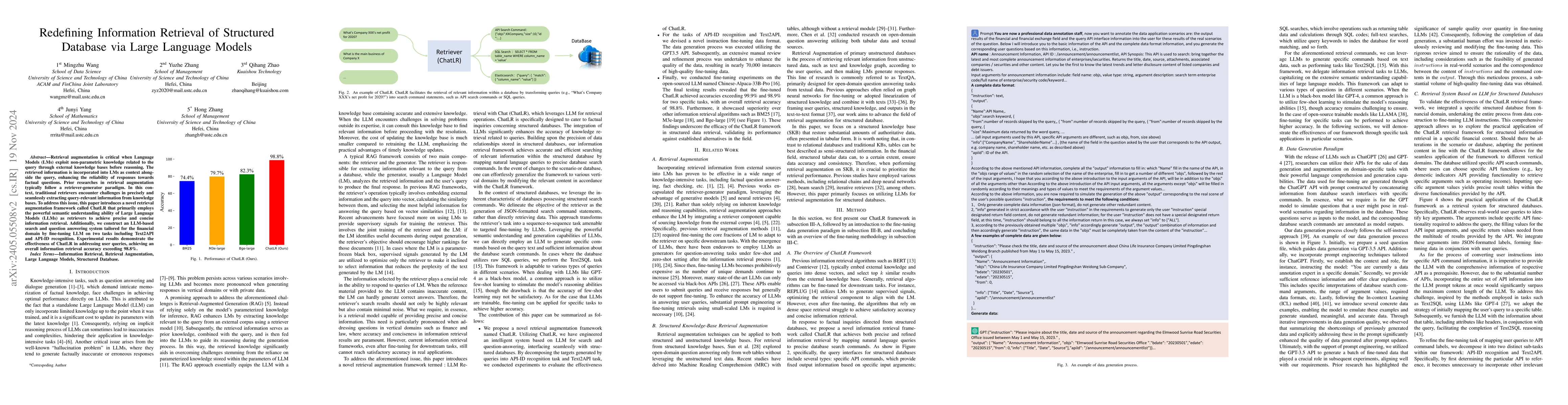 Thumbnail for Redefining Information Retrieval of Structured Database via Large
  Language Models