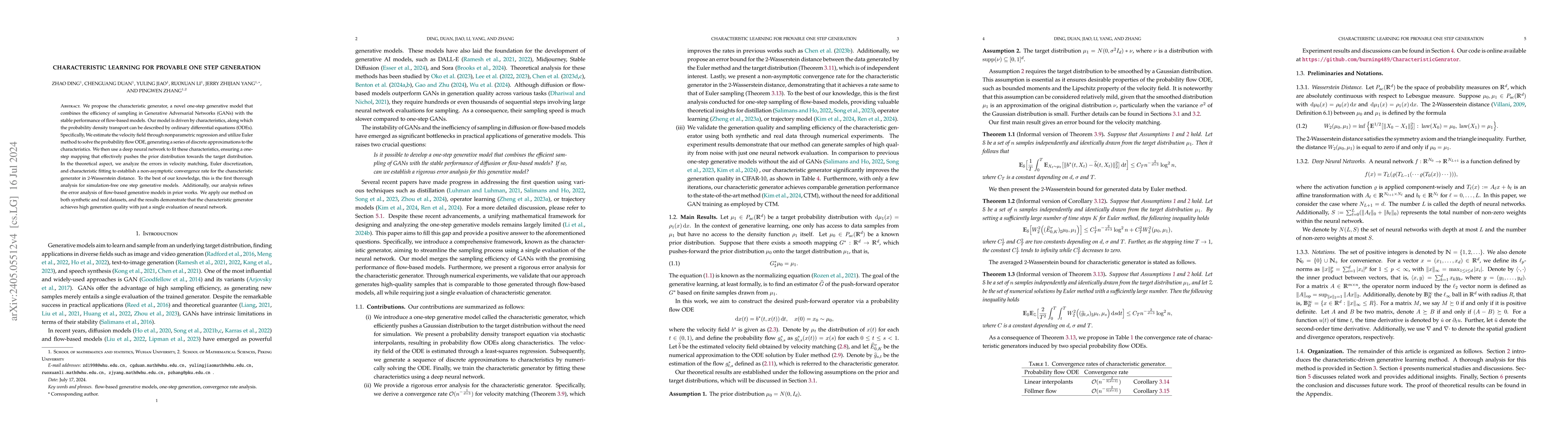 Thumbnail for Characteristic Learning for Provable One Step Generation