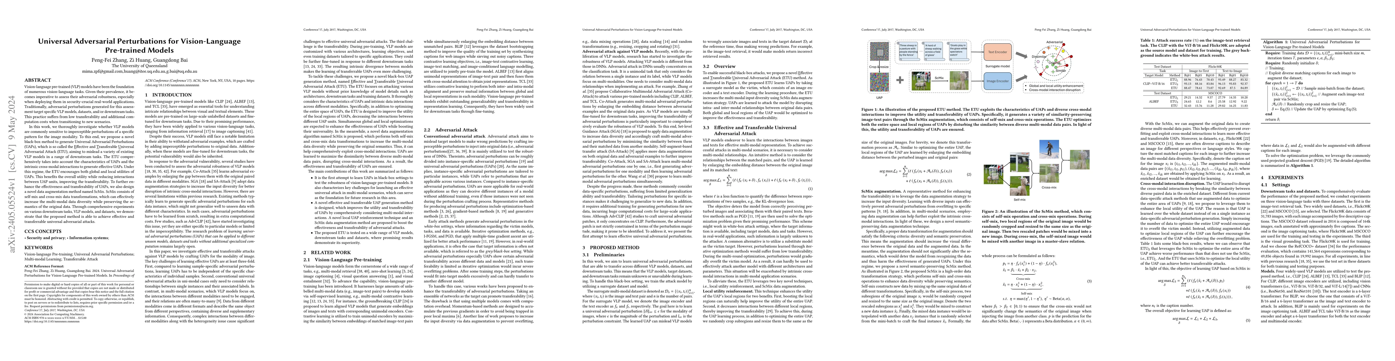 Thumbnail for Universal Adversarial Perturbations for Vision-Language Pre-trained
  Models