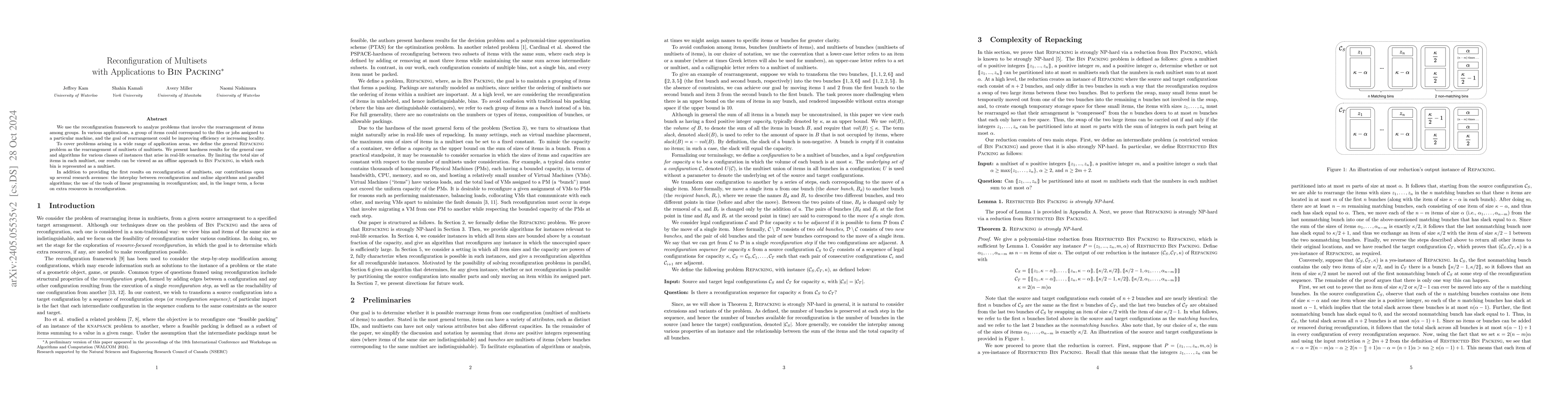 Thumbnail for Reconfiguration of Multisets with Applications to Bin Packing
