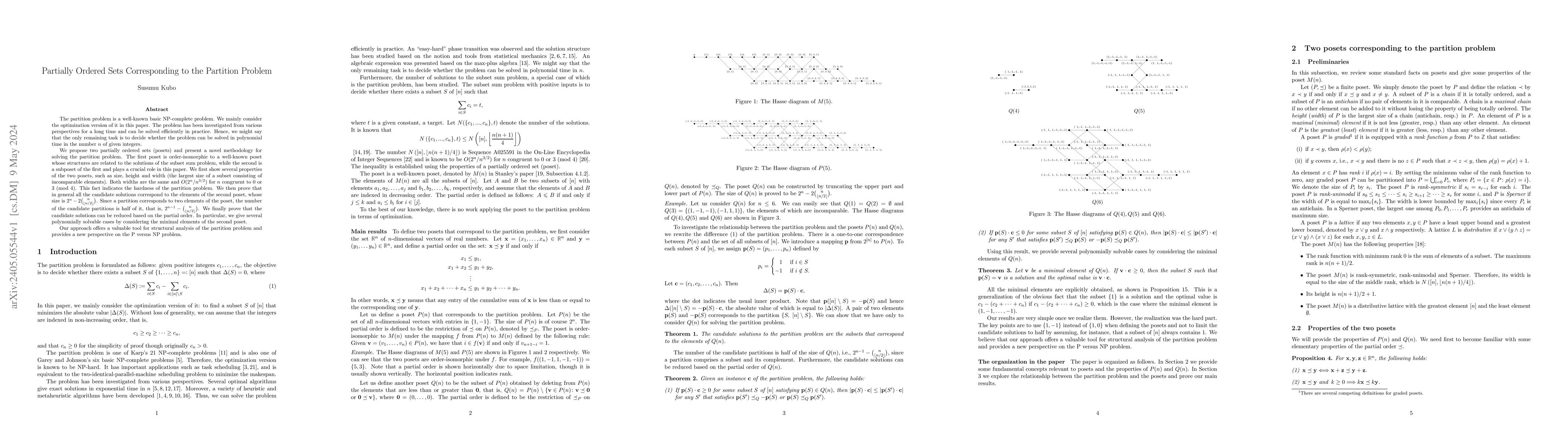 Thumbnail for Partially Ordered Sets Corresponding to the Partition Problem