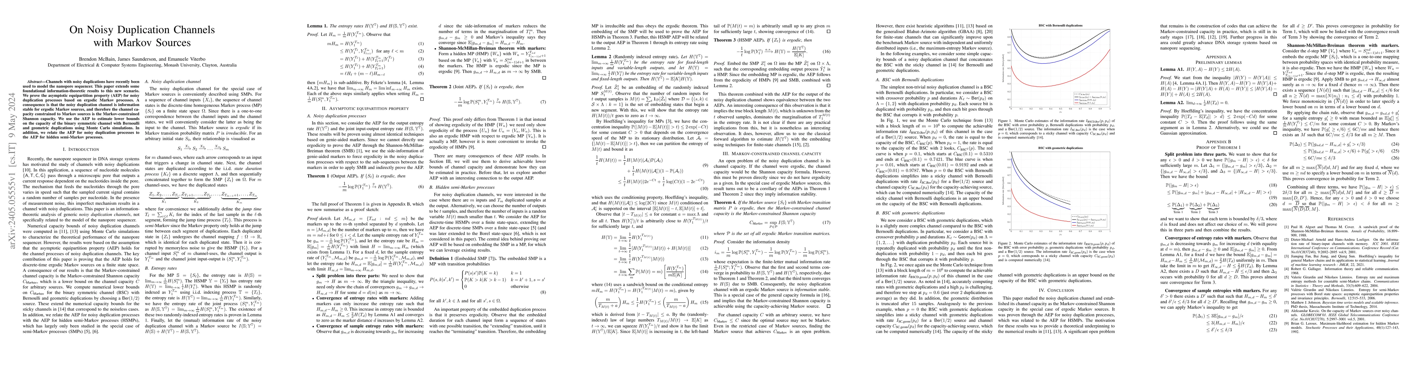 Thumbnail for On noisy duplication channels with Markov sources