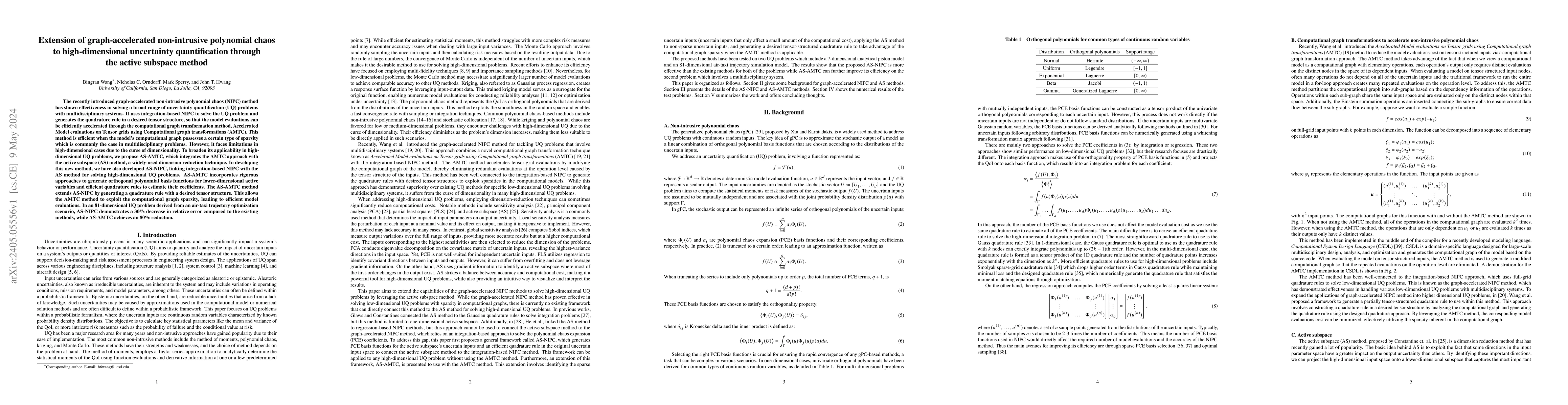 Thumbnail for Extension of graph-accelerated non-intrusive polynomial chaos to
  high-dimensional uncertainty quantification through the active subspace
  method
