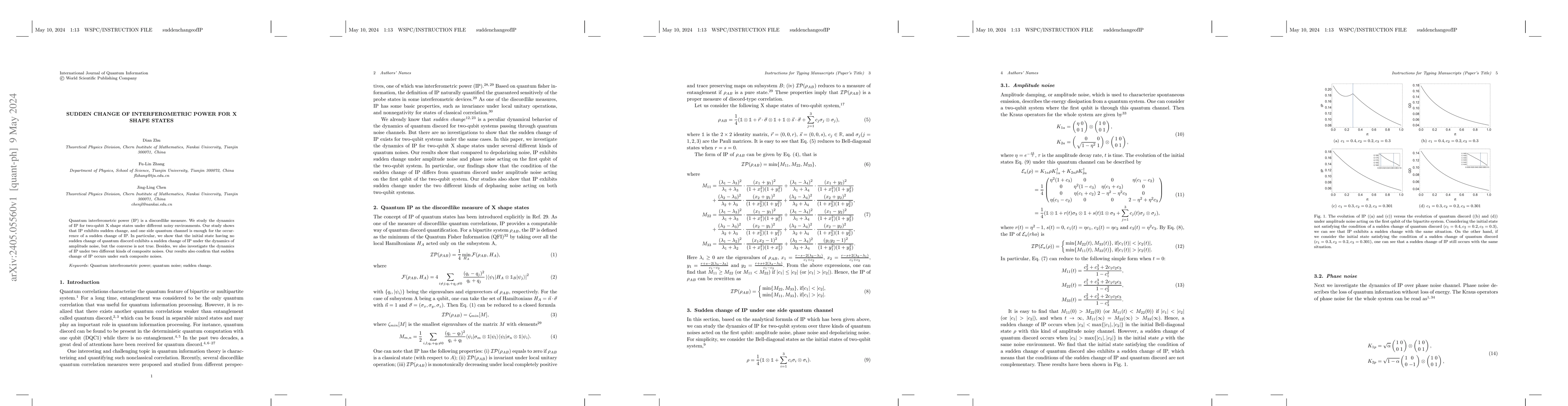 Thumbnail for Sudden change of interferometric power for X shape states