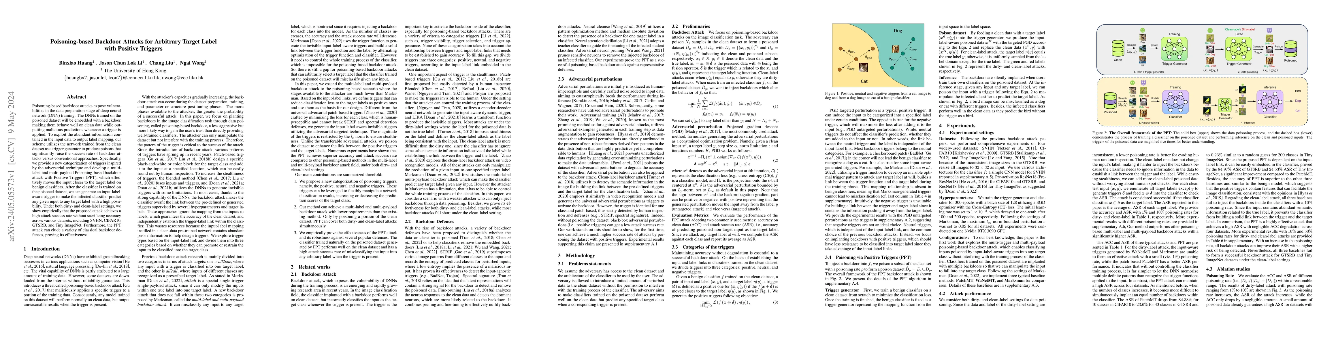 Thumbnail for Poisoning-based Backdoor Attacks for Arbitrary Target Label with
  Positive Triggers