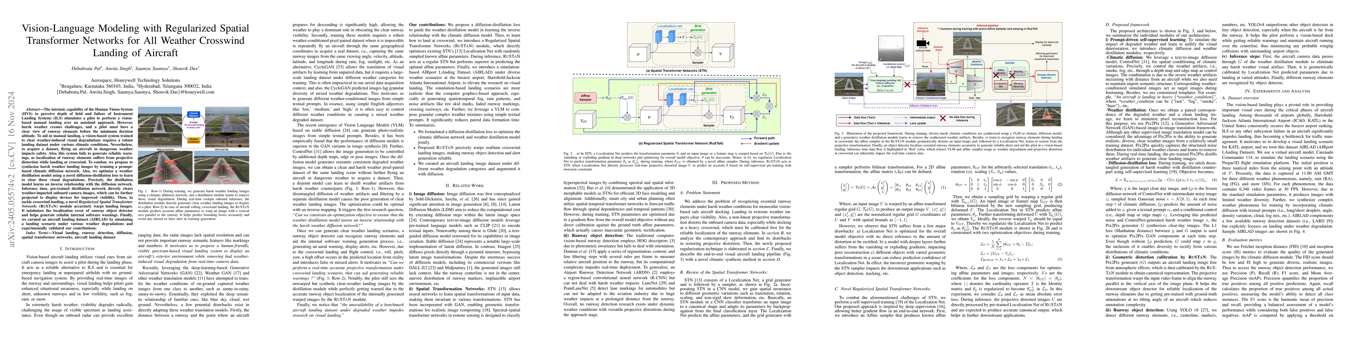 Thumbnail for Vision-Language Modeling with Regularized Spatial Transformer Networks
  for All Weather Crosswind Landing of Aircraft