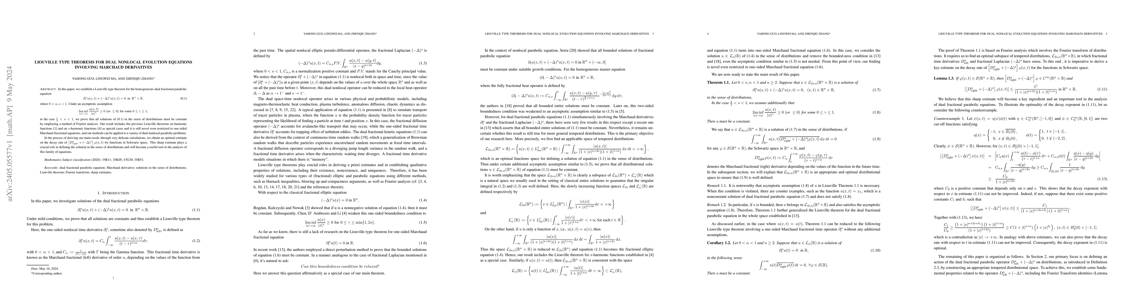 Thumbnail for Liouville type theorems for dual nonlocal evolution equations involving
  Marchaud derivatives