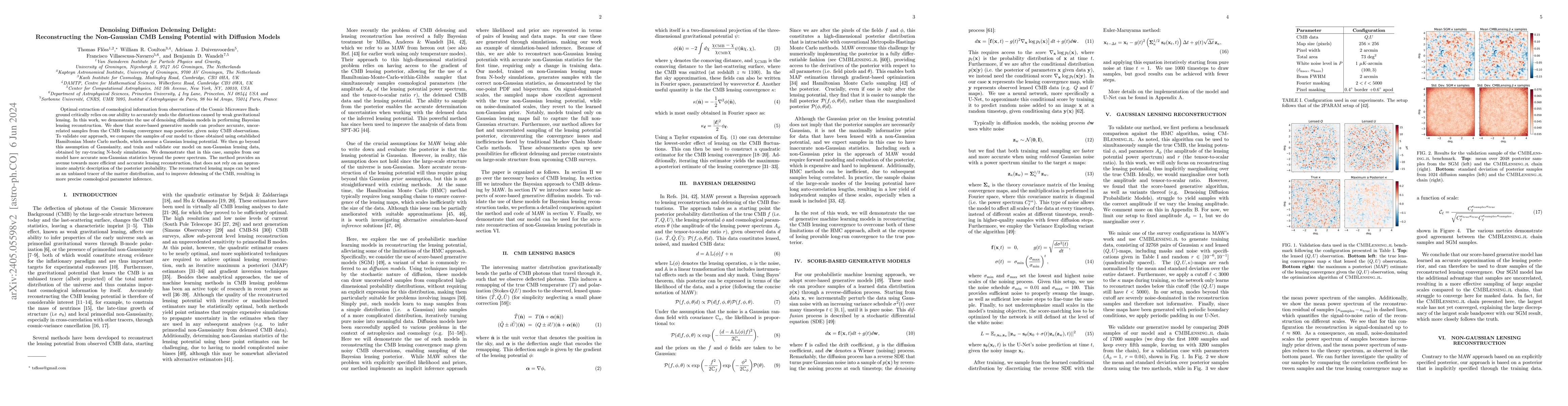 Thumbnail for Denoising Diffusion Delensing Delight: Reconstructing the Non-Gaussian
  CMB Lensing Potential with Diffusion Models