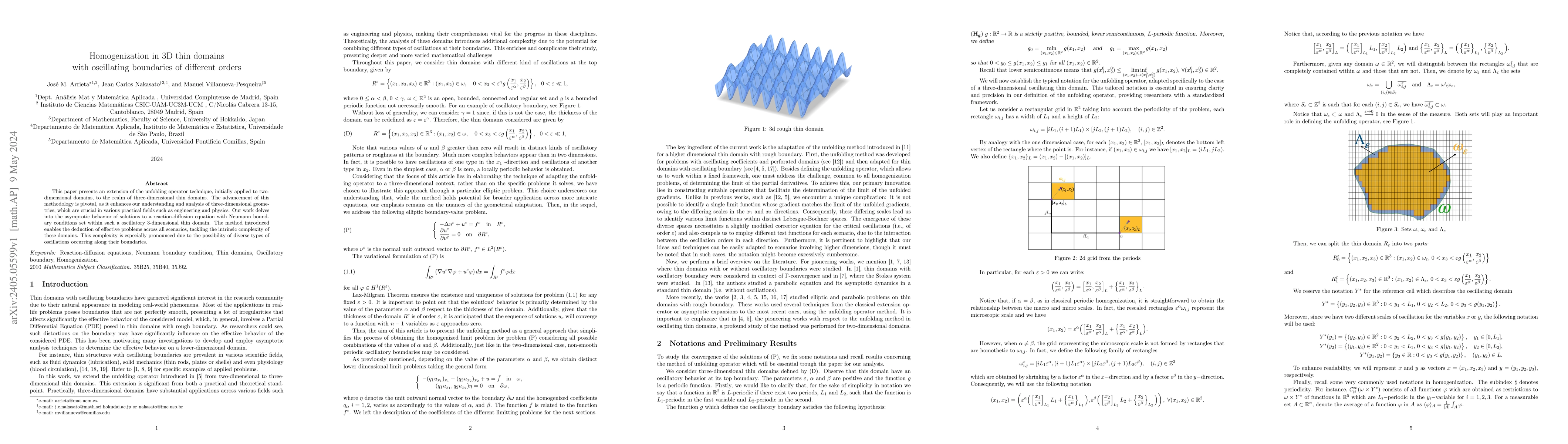 Thumbnail for Homogenization in 3D thin domains with oscillating boundaries of
  different orders