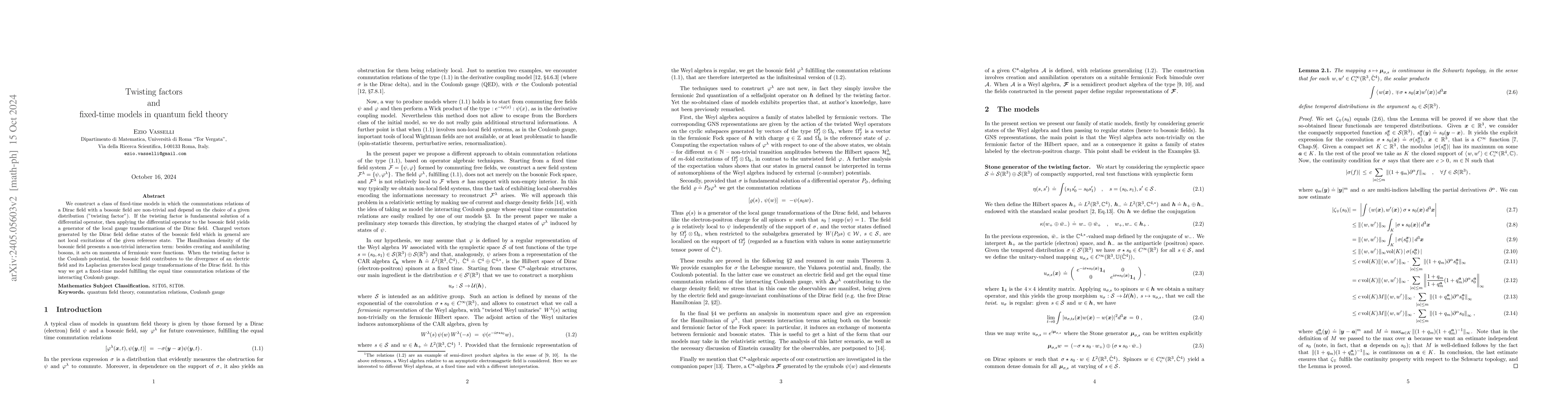 Thumbnail for Twisting factors and fixed-time models in quantum field theory