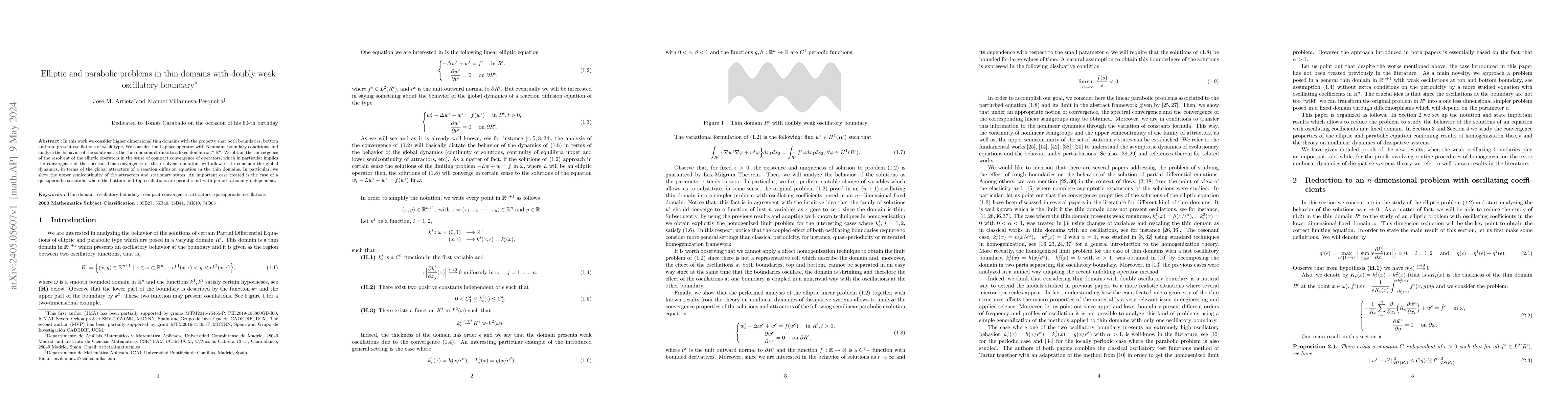 Thumbnail for Elliptic and parabolic problems in thin domains with doubly weak
  oscillatory boundary