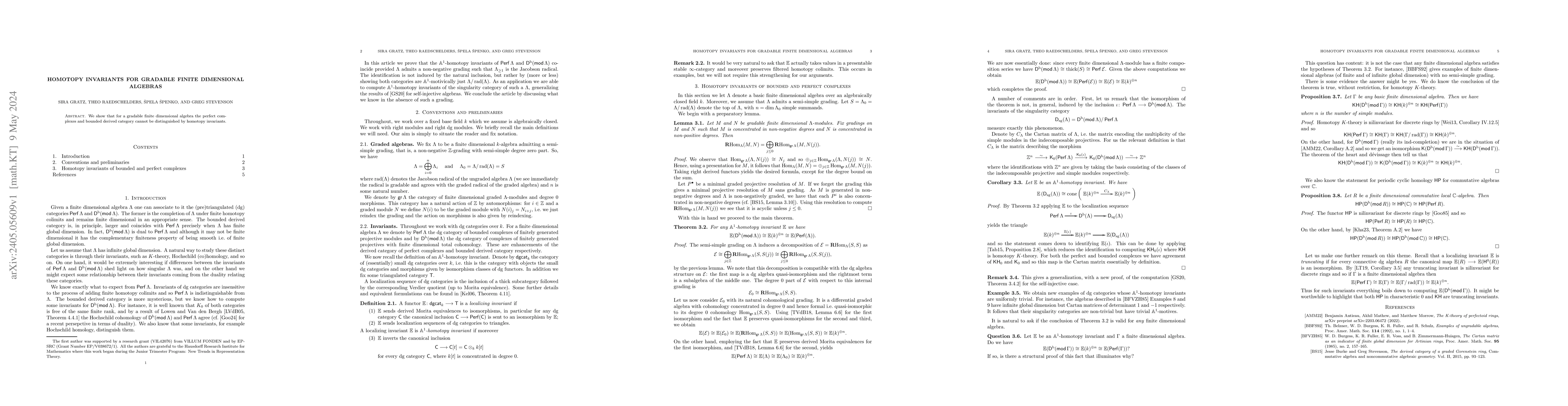 Thumbnail for Homotopy Invariants for gradable finite dimensional algebras