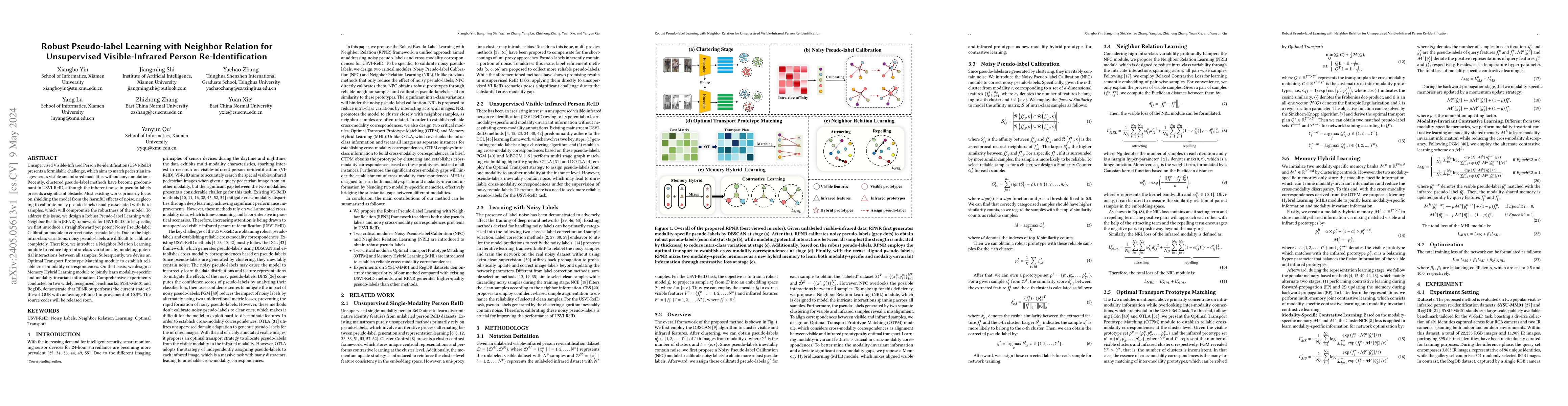 Thumbnail for Robust Pseudo-label Learning with Neighbor Relation for Unsupervised
  Visible-Infrared Person Re-Identification
