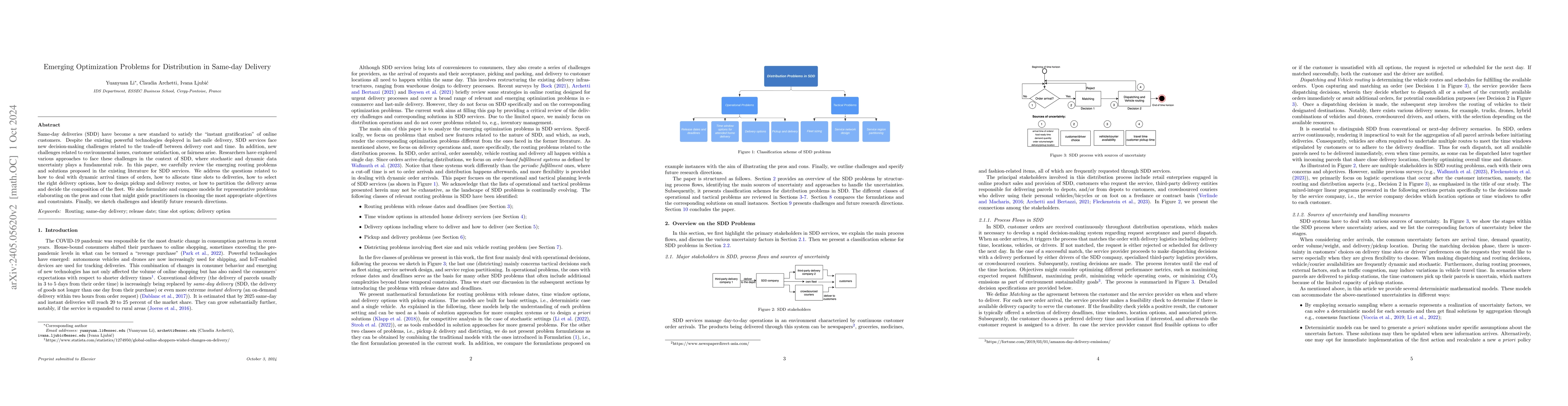 Thumbnail for Emerging Optimization Problems for Distribution in Same-day Delivery