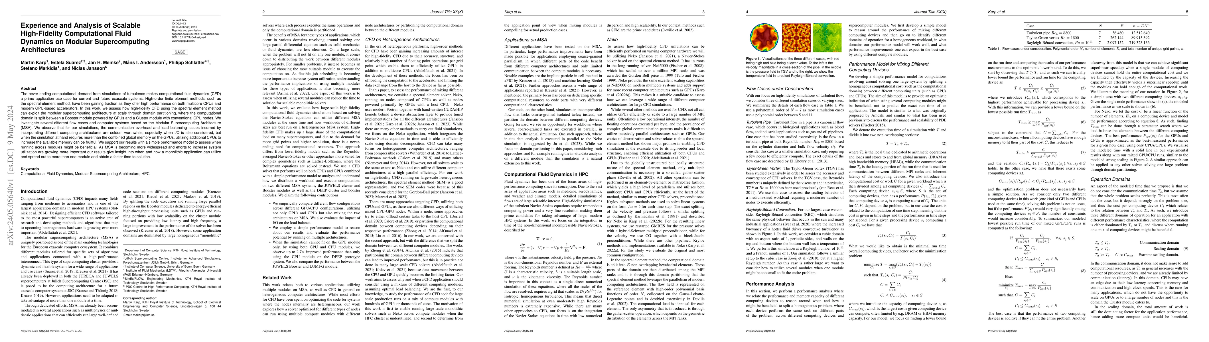 Thumbnail for Experience and Analysis of Scalable High-Fidelity Computational Fluid
  Dynamics on Modular Supercomputing Architectures