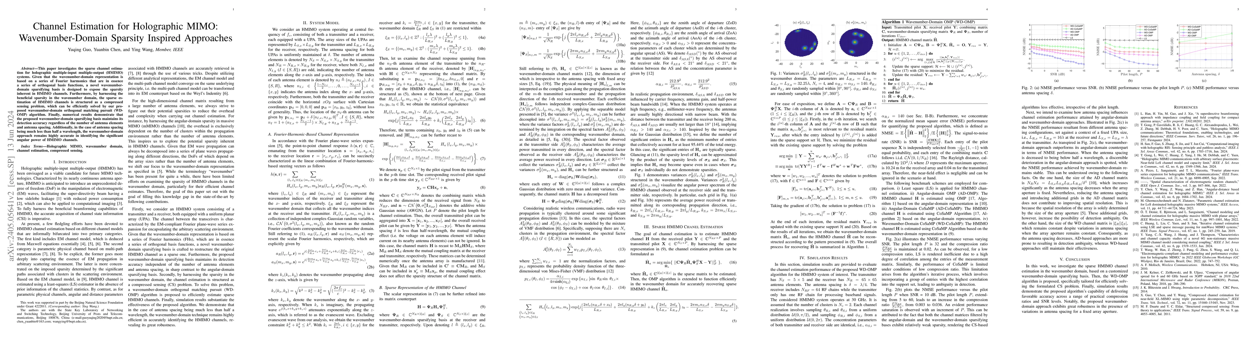 Thumbnail for Channel Estimation for Holographic MIMO: Wavenumber-Domain Sparsity
  Inspired Approaches