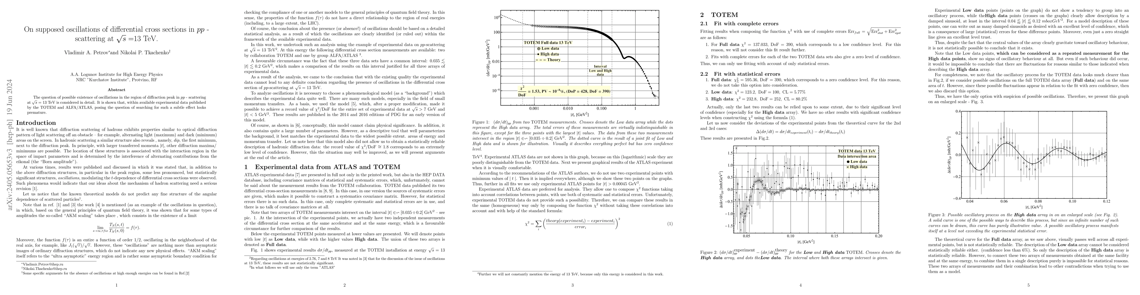 Thumbnail for On supposed oscillations of differential cross sections in pp-scattering
  at sqrt{s} = 13 TeV