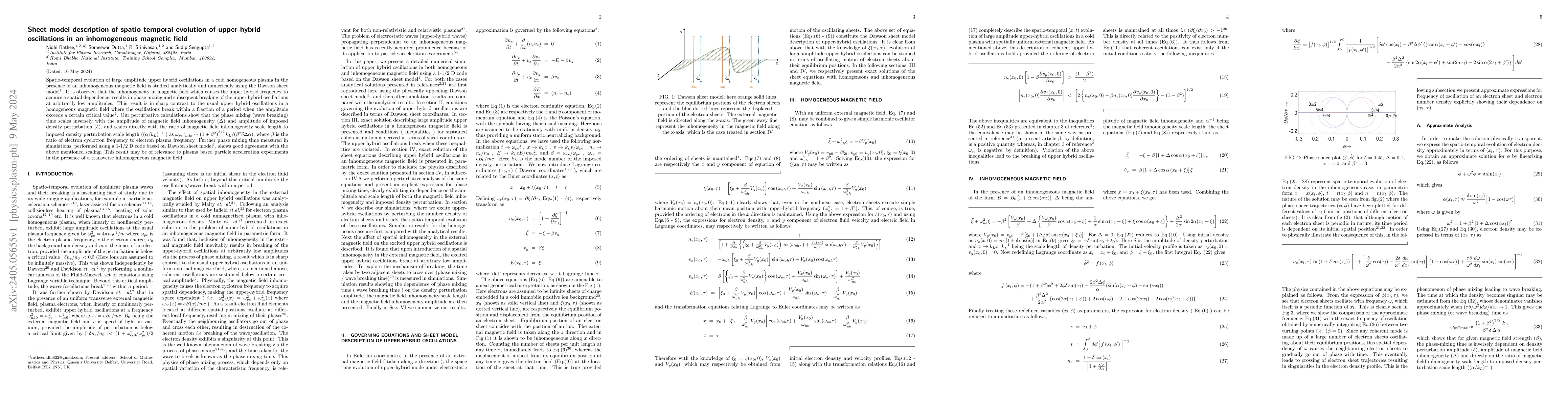 Thumbnail for Sheet model description of spatio-temporal evolution of upper-hybrid
  oscillations in an inhomogeneous magnetic field